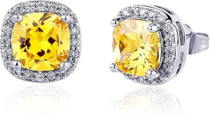 TOPGRILLZ Square Stud Earrings 925 Sterling Silver 5A  Cubic Zirconia 14K Gold Black Diamonds Stud Earrings For Men Women Aretes De Hombre