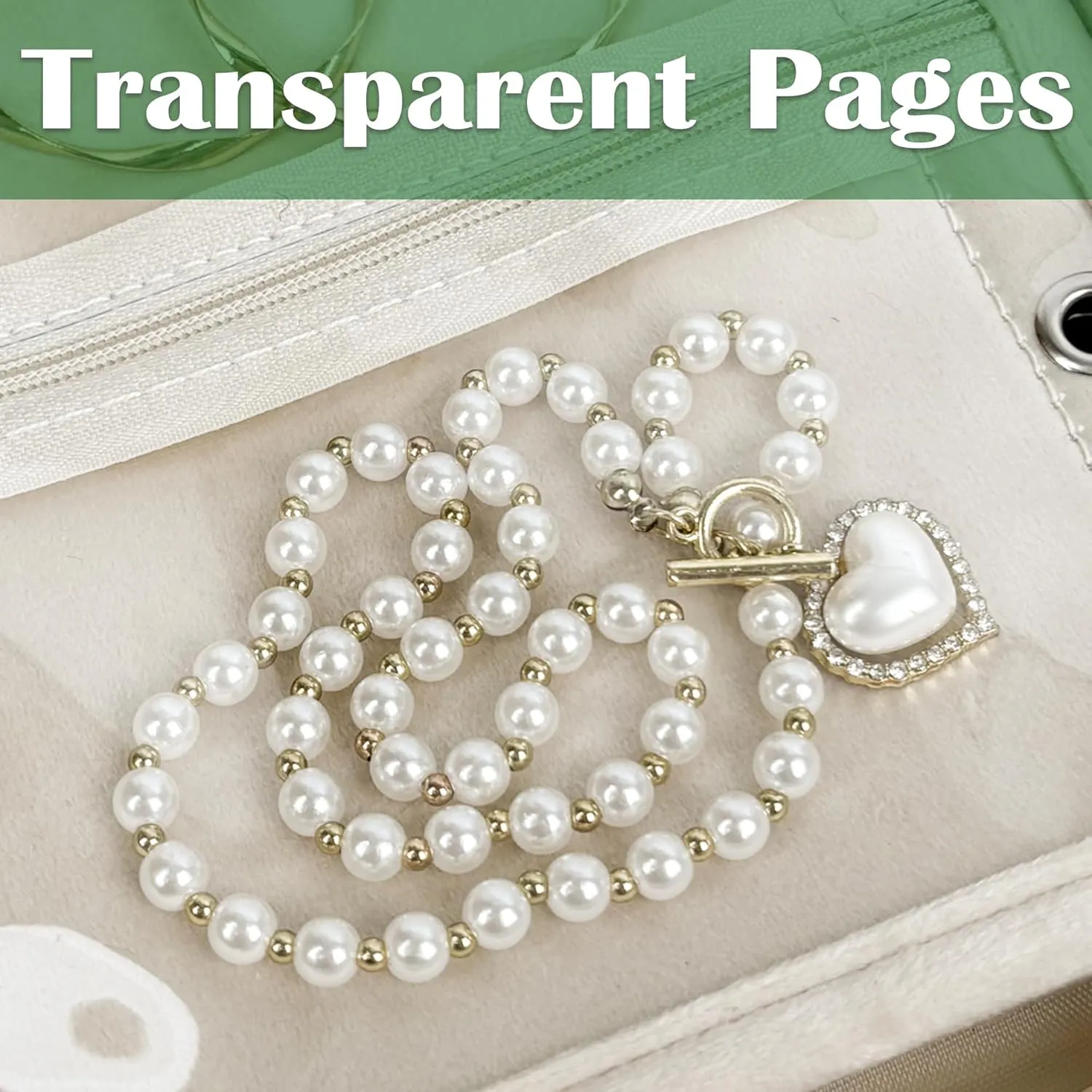 Travel Jewelry Organizer Case, Jewelry Bags Jewelry Storage Book Binder with Clear Zipper Velvet Pouch for Traveling,Earrings, Rings, Necklace, Bracelet (Inner Pages,Beige,3 PCS)