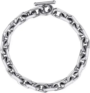 Trendsmax Classic Stainless Steel Toggle Clasp Charm Oval Rolo Cable Curb Cuban Wheat Bracelet Link Chain 7-11 Inch