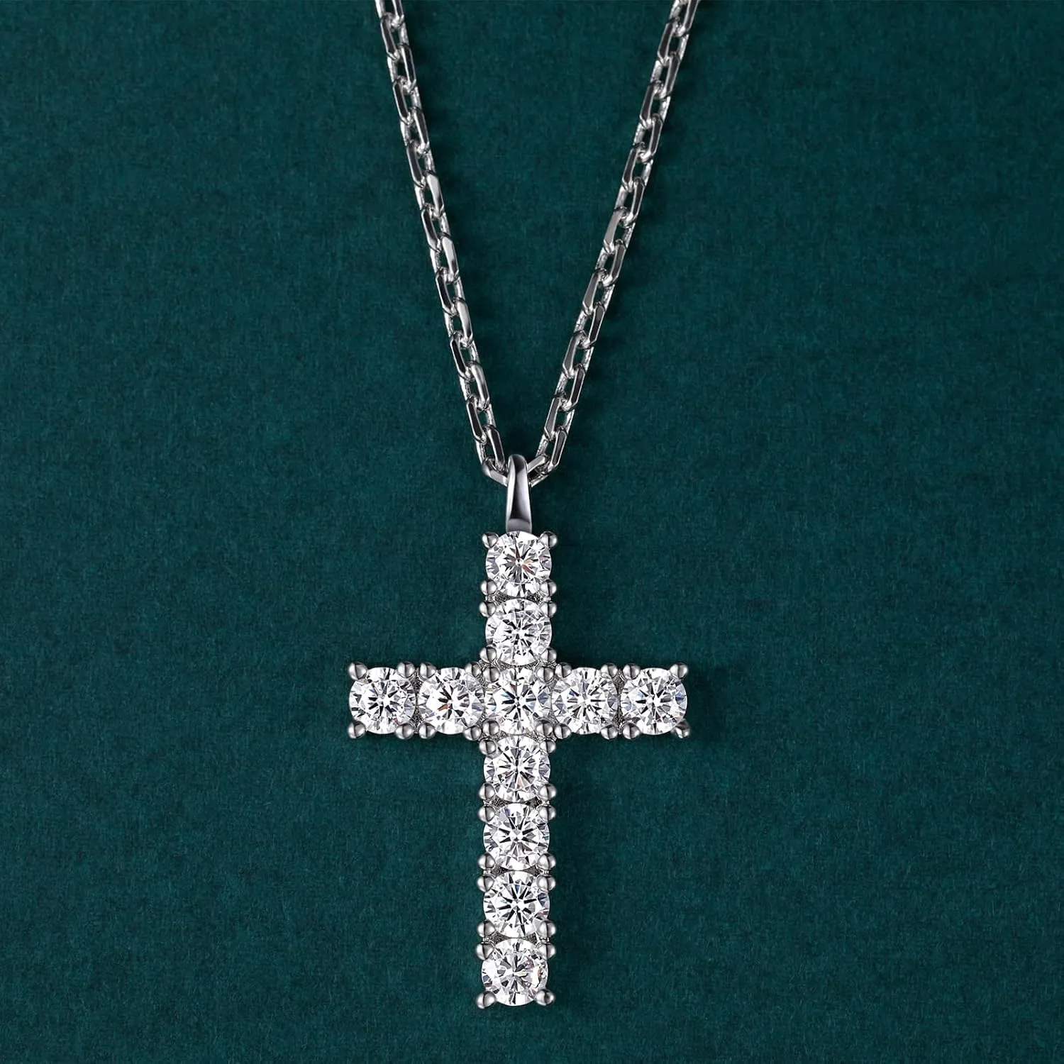 TRUMIUM Cross Necklace for Men Women Cubic Zirconia Pendant Necklaces 18k Gold Plated Silver Stainless Steel Cuban Curb Chain 50cm Length with 5cm Chain Extenders