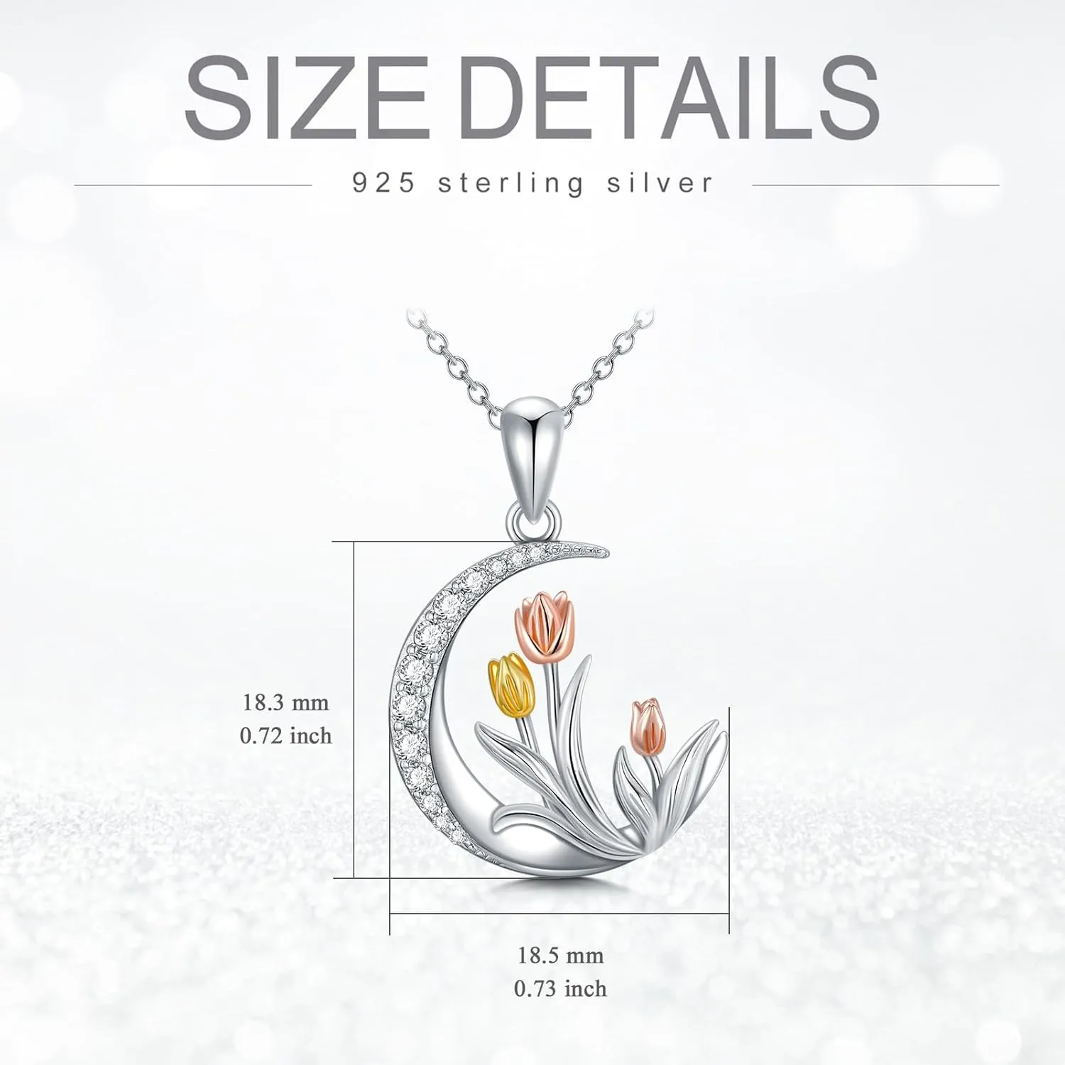 Tulip & Rose Necklace Sterling Silver Jewelry for Women - Sunflower Pendant Necklace Birthday Gifts for Mom