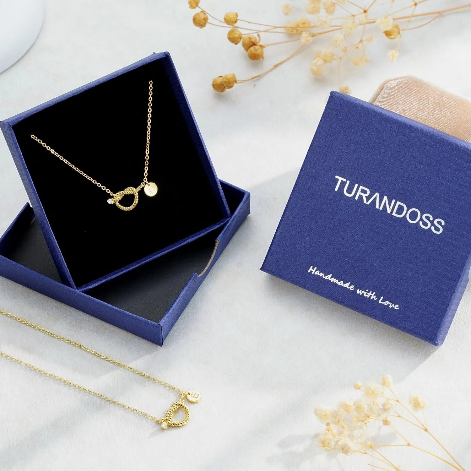 Turandoss Gold Necklaces for Women Trendy - Dainty 14K Gold Plated Knot Disc Initial A-Z Necklace Personalized Cubic Zirconia Love Pendant Letter Initial Necklace Jewelry Gifts for Women Her
