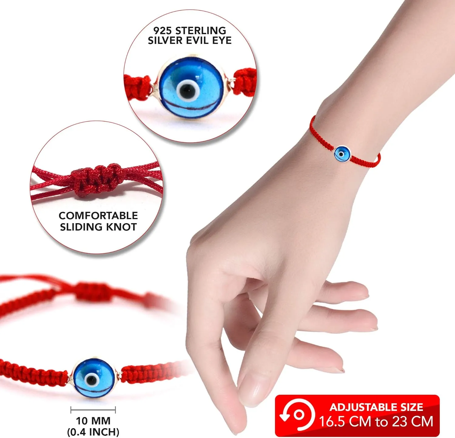 Turkish Evil Eye Bracelets Adjustable Evil Eye Jewelry for Men & Women in Black/Red Macrame String Bracelet - Ojo Turco - Lucky Protection Bracelet Gift for Mom Dad Sister Brother Boyfriend Girlfriend