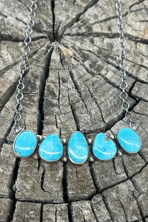 Turquoise 5 Stone Bar Necklace