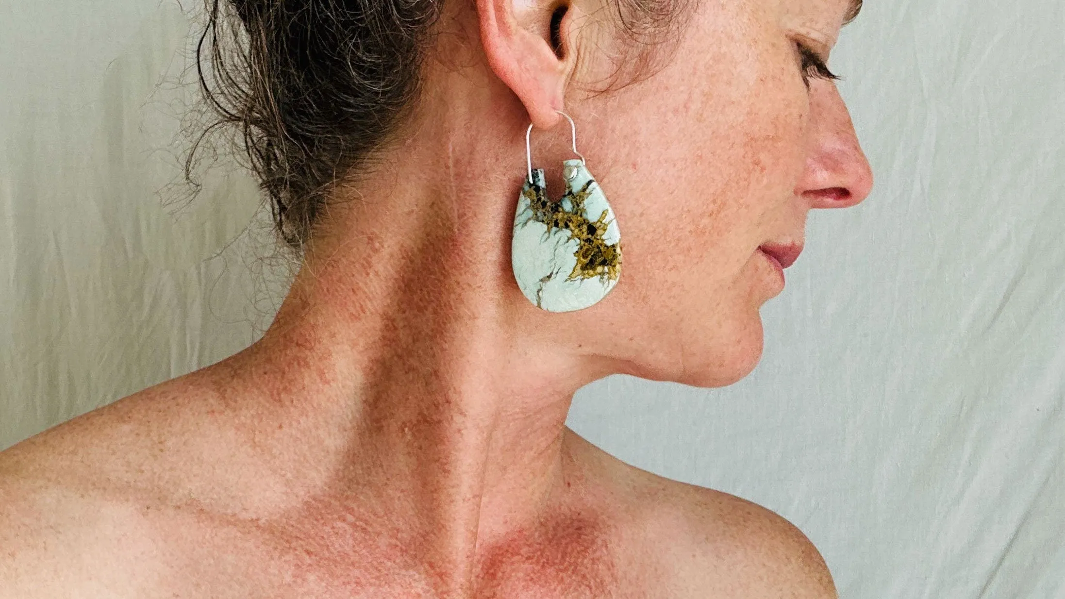 Turquoise & Sterling Earrings. Pale Green. 2479
