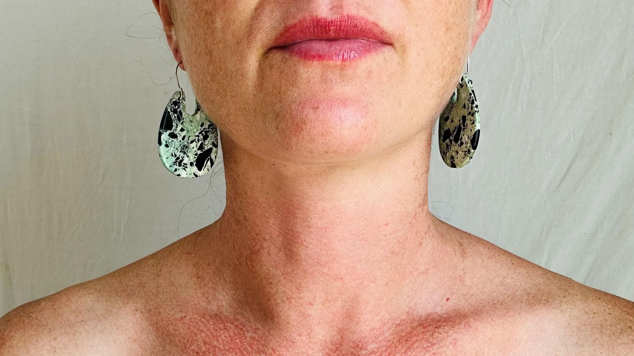 Turquoise & Sterling Earrings. Pale Green. 2481