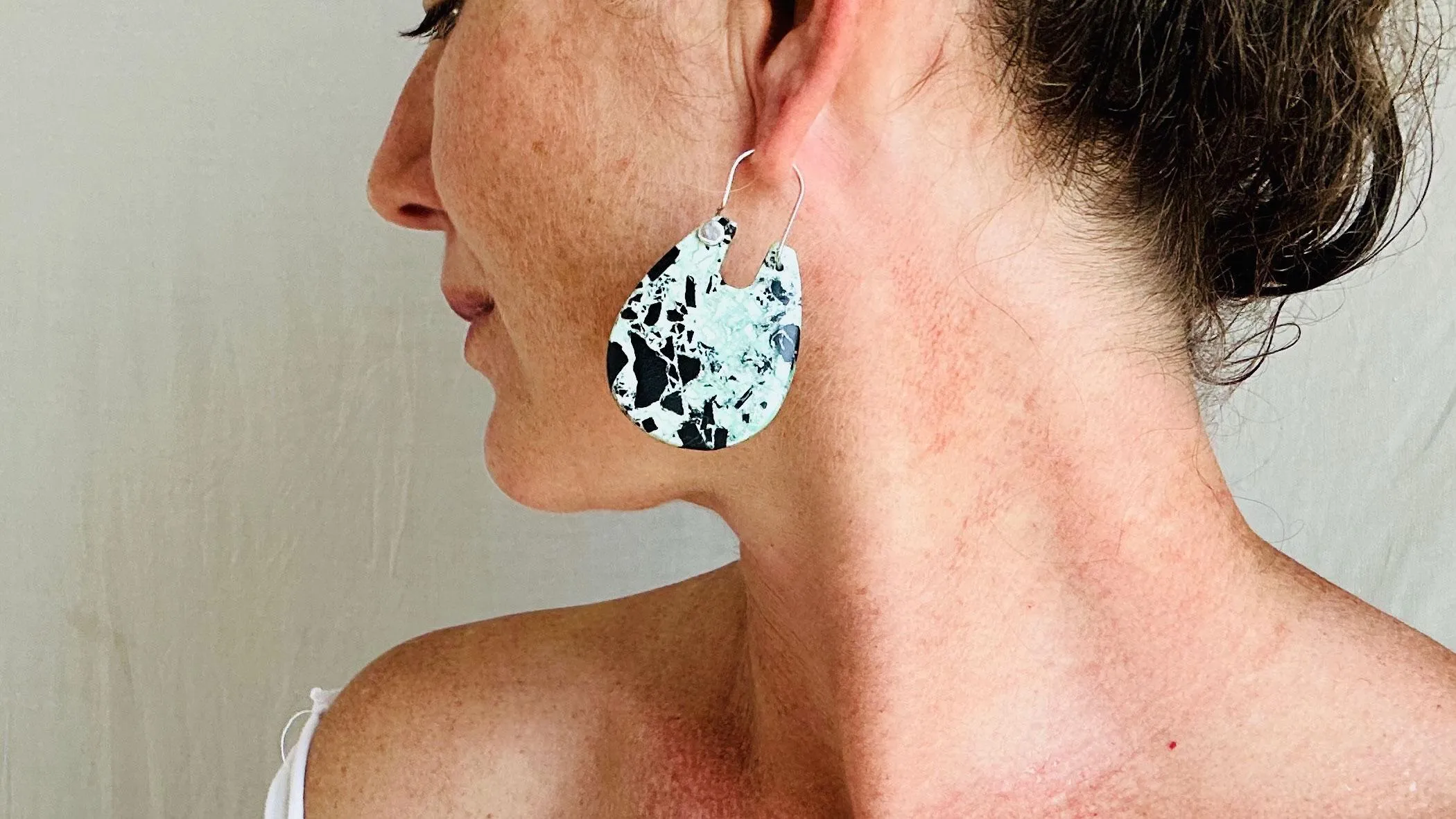 Turquoise & Sterling Earrings. Pale Green. 2481