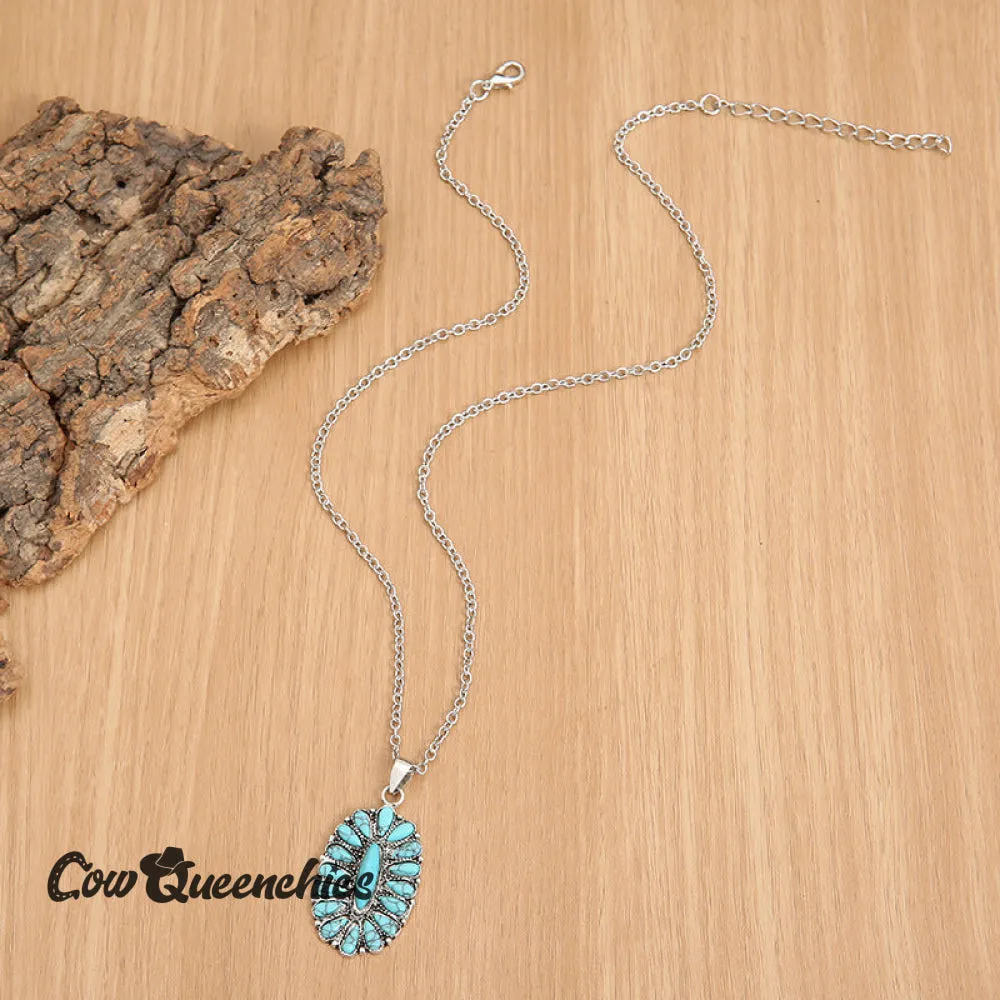 Turquoise Inlaid Pendant Necklace