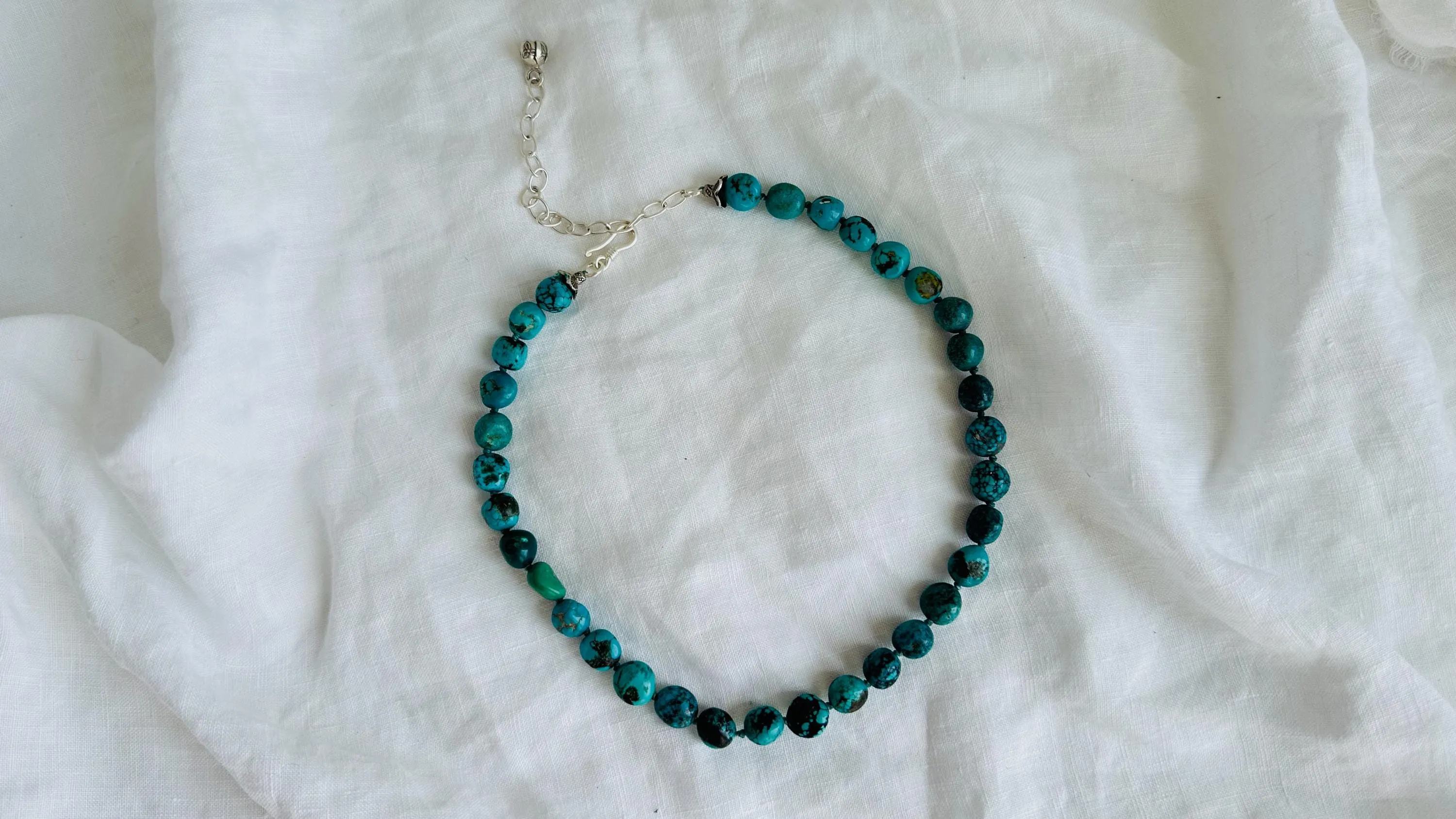 Turquoise Necklace, Natural American Turquoise & Sterling Silver Jewelry, Unique Artisan Design, Gift for Her 2653