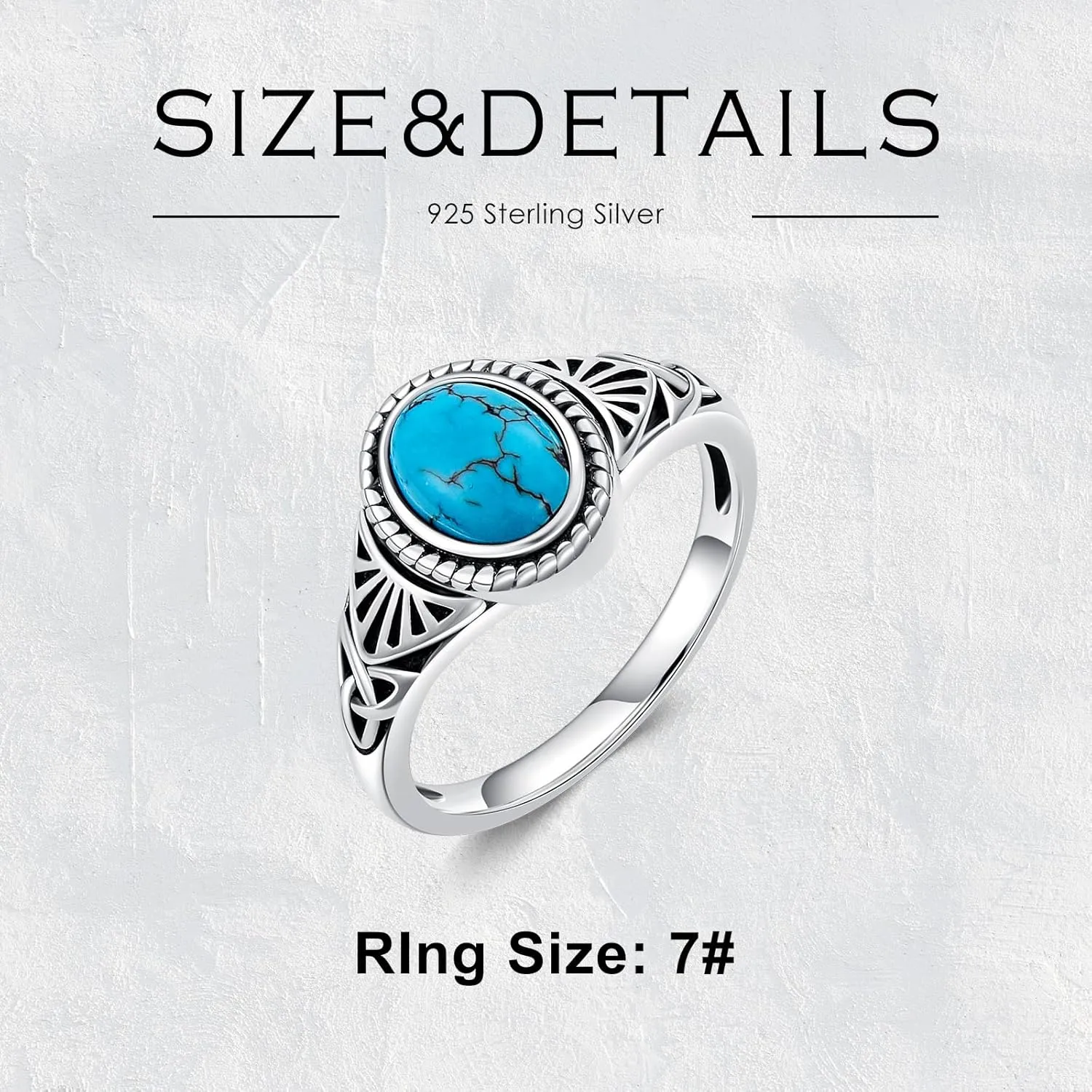 Turquoise Rings for Women 925 Sterling Silver Vintage Genuine Turquoise Ring Western Southwestern Ring Jewelry Gifts for Birthday Christmas