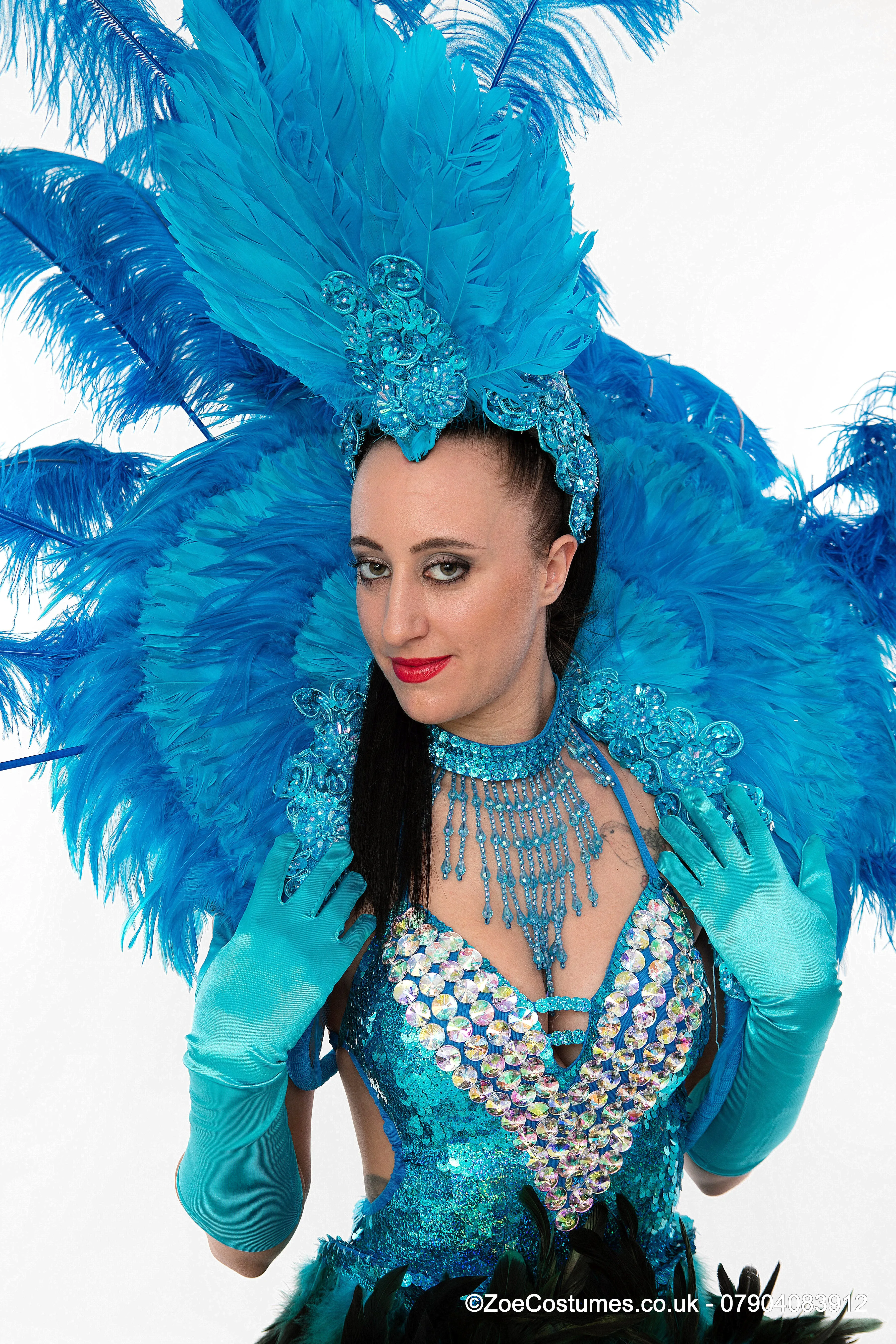 Turquoise Showgirl Costume for Hire | Zoe London Dance Costumes for Hire
