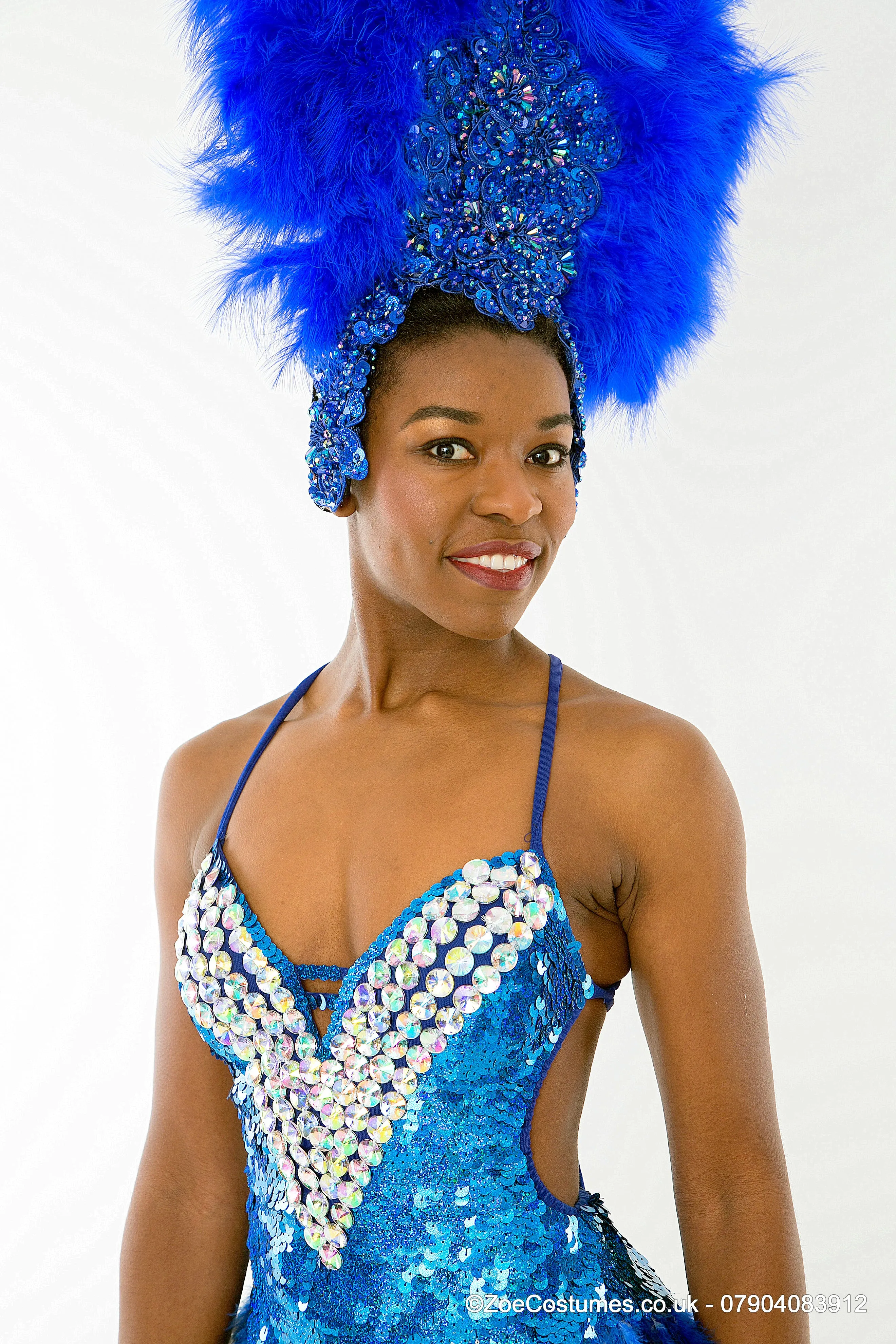 Turquoise Showgirl Costume for Hire | Zoe London Dance Costumes for Hire