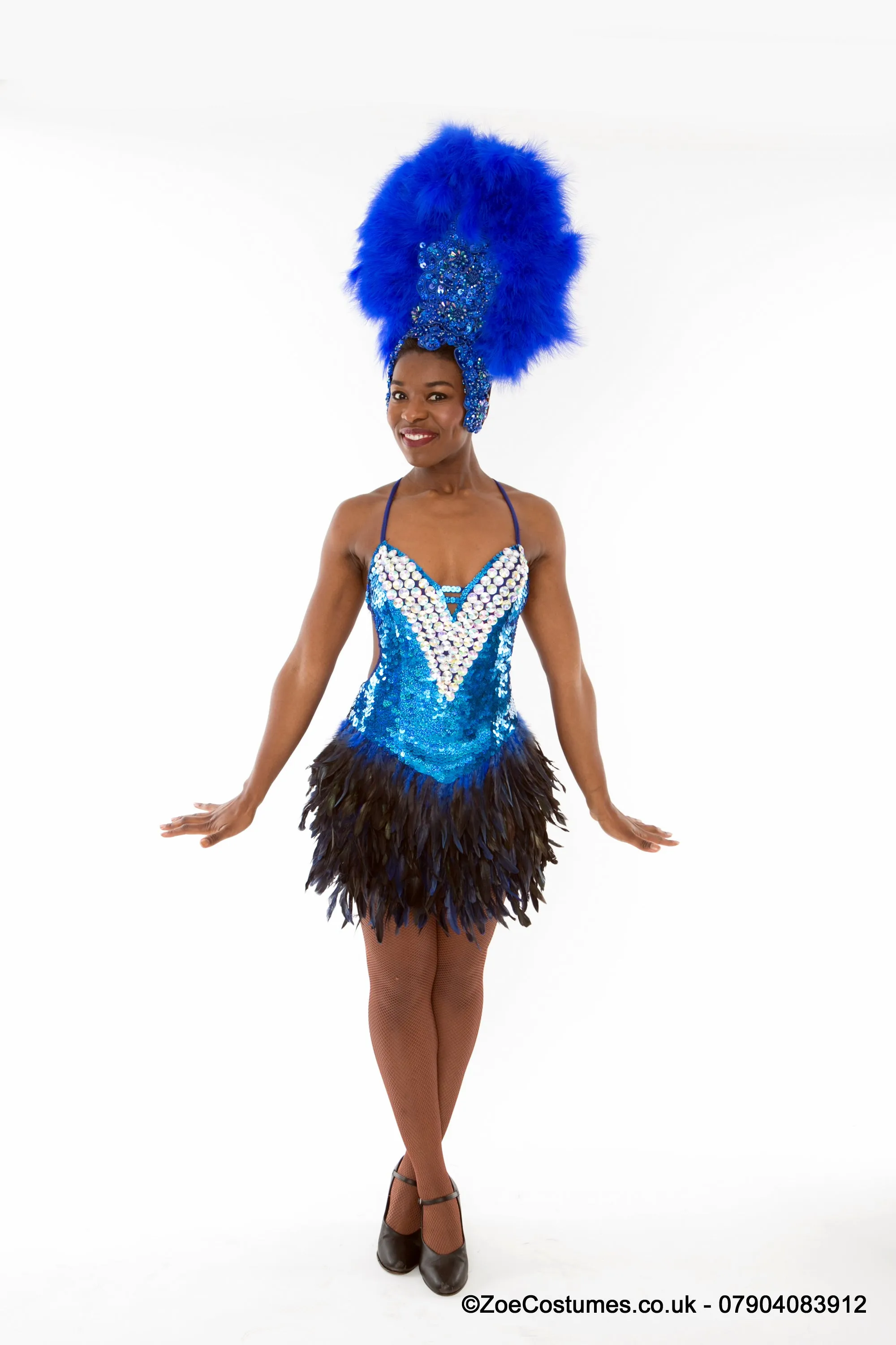 Turquoise Showgirl Costume for Hire | Zoe London Dance Costumes for Hire