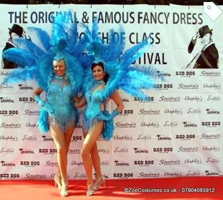 Turquoise Showgirl Costume for Hire | Zoe London Dance Costumes for Hire