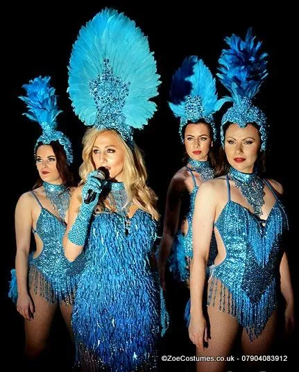 Turquoise Showgirl Costume for Hire | Zoe London Dance Costumes for Hire