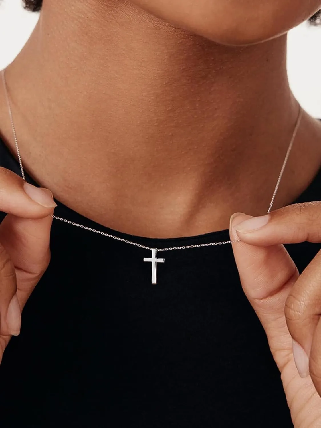U7 Dainty Cross Necklace with Message Card,Cubic Zirconia Silver Cross Necklace for Women,Birthday Christmas Gift for Mother Daughter