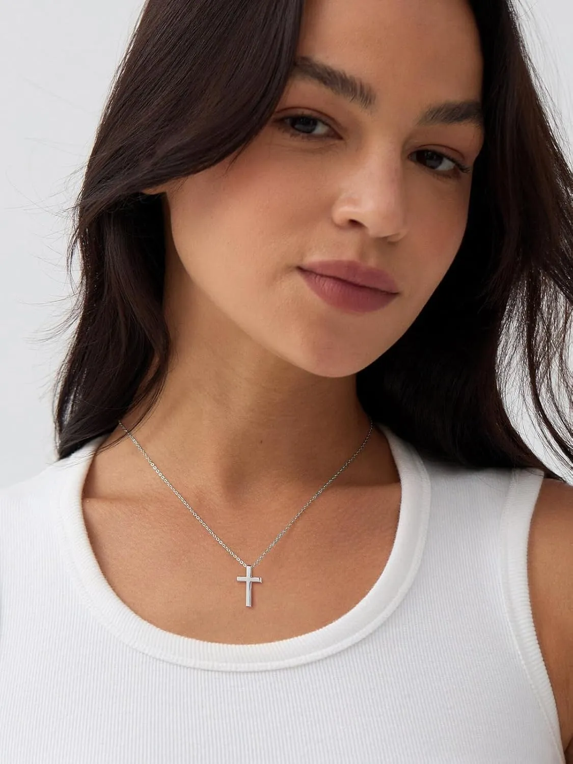 U7 Dainty Cross Necklace with Message Card,Cubic Zirconia Silver Cross Necklace for Women,Birthday Christmas Gift for Mother Daughter