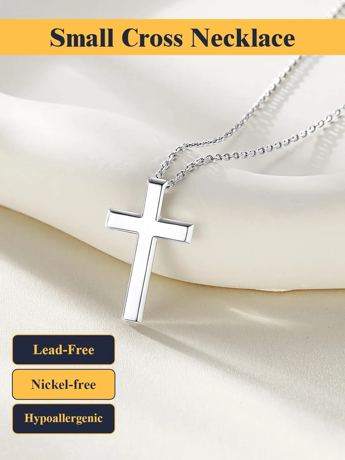 U7 Dainty Cross Necklace with Message Card,Cubic Zirconia Silver Cross Necklace for Women,Birthday Christmas Gift for Mother Daughter