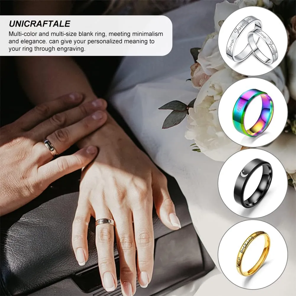 UNICRAFTALE Stainless Steel Classical Plain Stackable Wedding Band Ring Blank Wedding Ring Cool Simple Band For Women and Men Gifts for Special Occasions