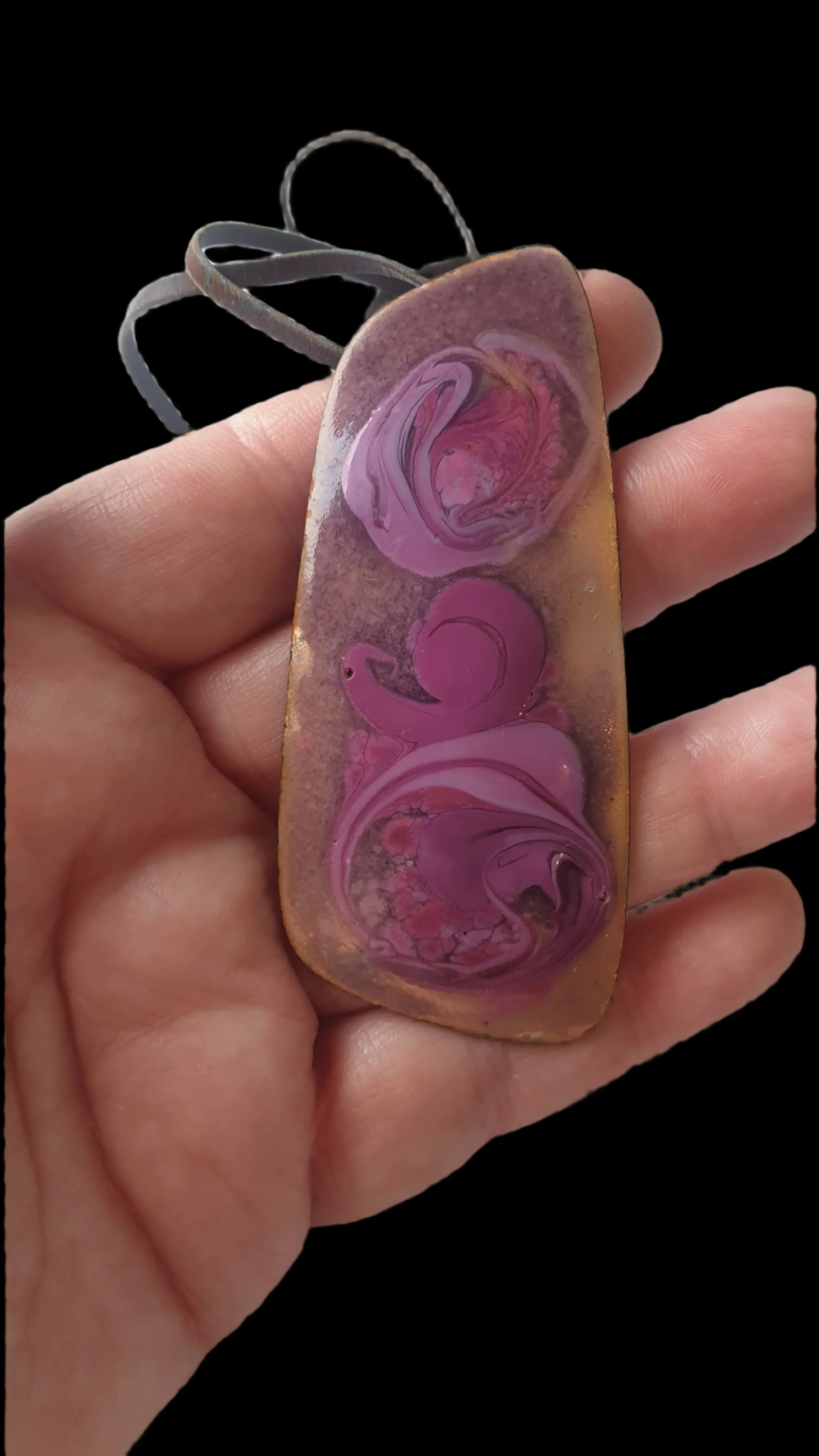 Vintage 1970s Large Enamelled Copper Necklace