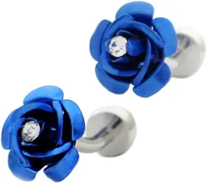 Vintage Crystal Rose Flower Cufflinks | Men's Business Wedding Gift | Brass Shirt Accessories