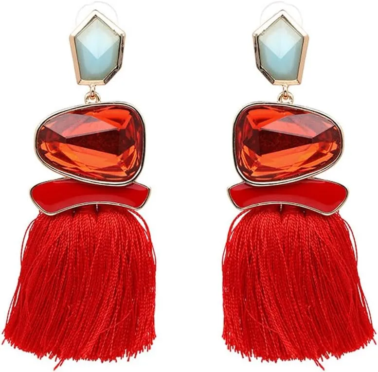 Vintage Drop Dangle Earrings Boho Tassel Earrings Water Heart Leaf Shaped Alloy Long Bohemian Drop Earrings for Women and Girls