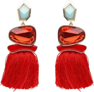 Vintage Drop Dangle Earrings Boho Tassel Earrings Water Heart Leaf Shaped Alloy Long Bohemian Drop Earrings for Women and Girls