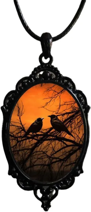 Vintage Goth Pendant Necklaces Gothic Jewelry Mysterious Witch Necklace Life Tree Necklace Gothic Bat Glass Pendant Necklace Dark Punk Style Emboss Necklace Halloween Gothic Dark Style Jewelry for Men and Women