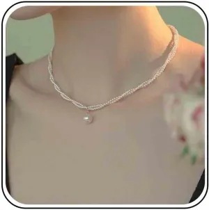 Vintage Layered Pearl Pendant Necklace Boho Pearl Chain Necklace Pearl Choker Necklace Layering Pearl Necklace for Women