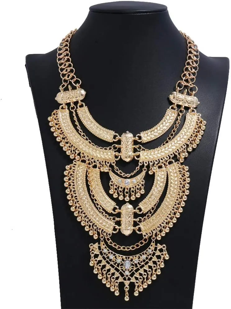 Vintage Multilayer Ethnic Tribal Statement Choker Necklace Bohemian Indian Turkish Jewelry for Women