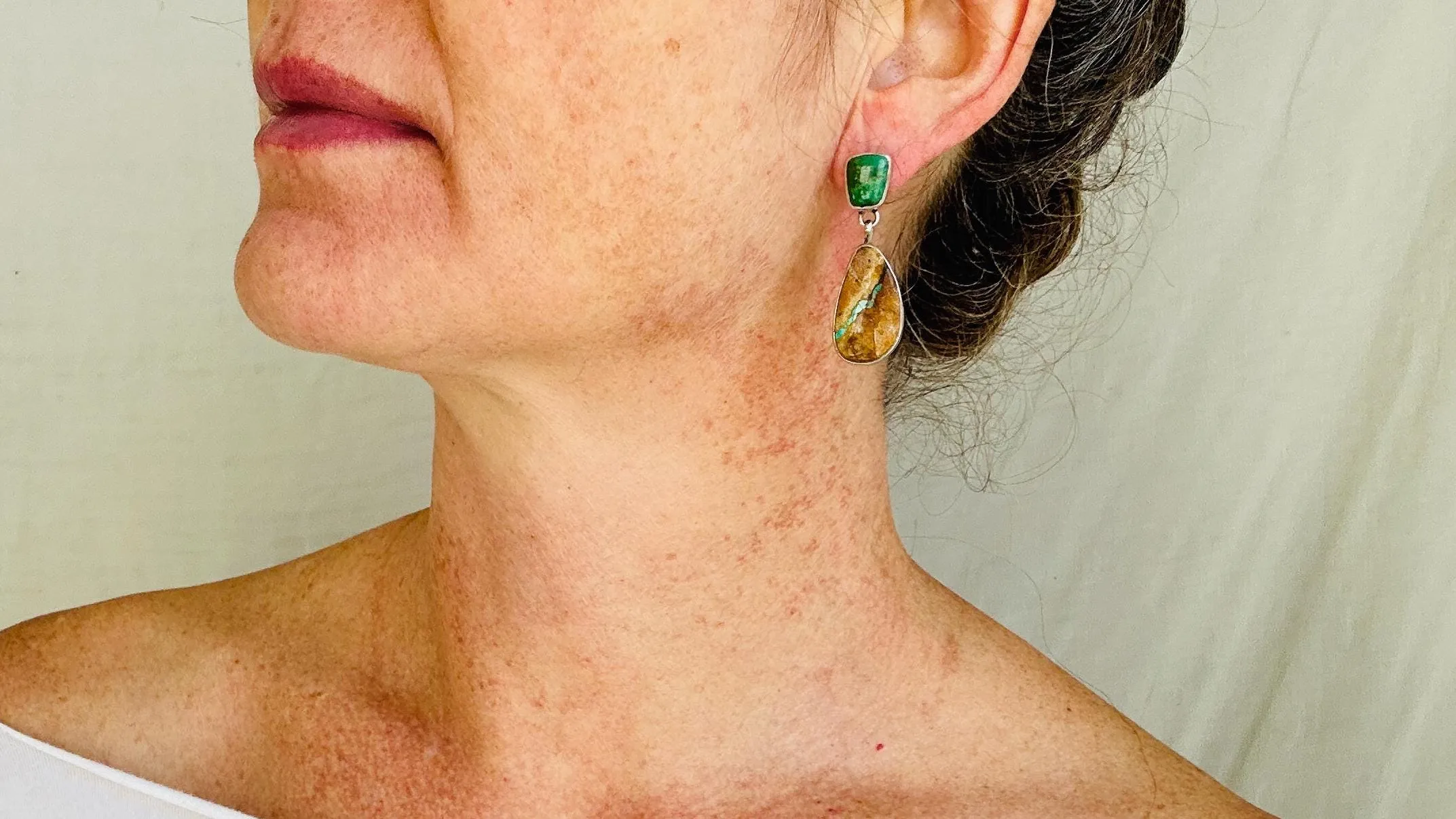 Vintage Navajo Turquoise Earrings in Sterling Silver I Handmade Native American Jewelry I One-of-a-Kind. 4101