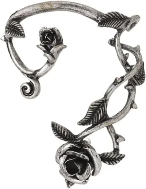 Vintage Rose Flower Cuff Earrings Trendy Rose Flower Climber Creeper Jacket Earrings Personality Leaf Ear Cuff Wrap Clip Stud Earring for Women