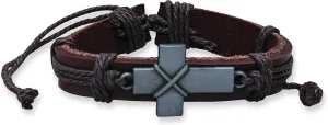 Vintage Style Cross Christian Leather Adjustable Bracelet - Men & Women. Mens bracelets & jewelry. Gift for Dad for Easter, gifts for religious faith, Christians.