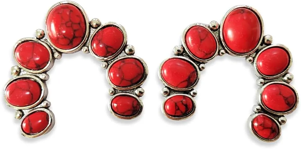 Vintage Turquoise Earrings Natural Turquoise Stud Earrings Bohemian Retro Western Jewelry Gifts for Women