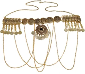 Vintage Waist Chain Hollow Carving Rhinestone Crystal Body Chain Summer Beach Body Waist Chain Jewelry
