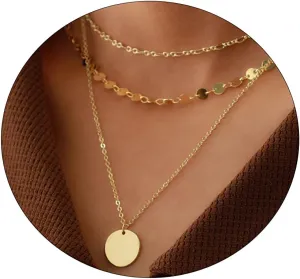 VIROMY Dainty Gold Necklace for Women 14K Gold Plated Layered Satellite Necklaces Trible Layering Paper Clip Chain Link Necklace Everyday Jewelry