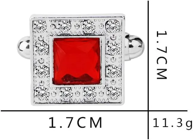 Vpang 1 Pair Men's Cuff Links Square Rhinestone Cufflinks Shirt Suit Cufflinks Tuxedo Shirt Studs Set for Men