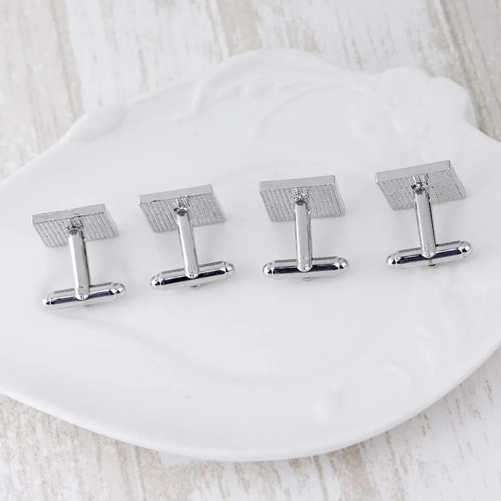 Vpang 1 Pair Men's Cuff Links Square Rhinestone Cufflinks Shirt Suit Cufflinks Tuxedo Shirt Studs Set for Men