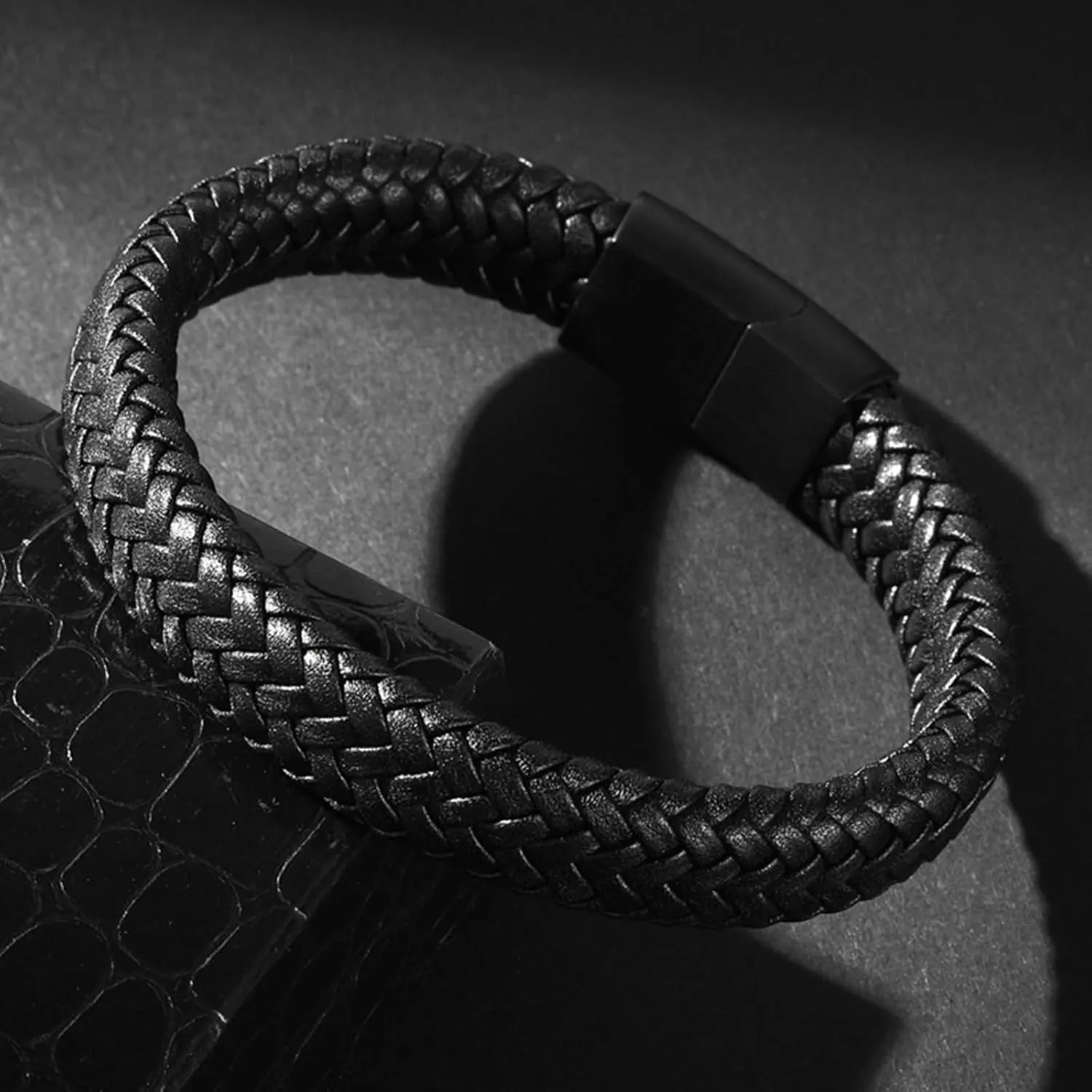 Wedding Bracelet, Memorial Bracelet for Men Matte Buckle Best Friend Charm Bracelets Pu Leather