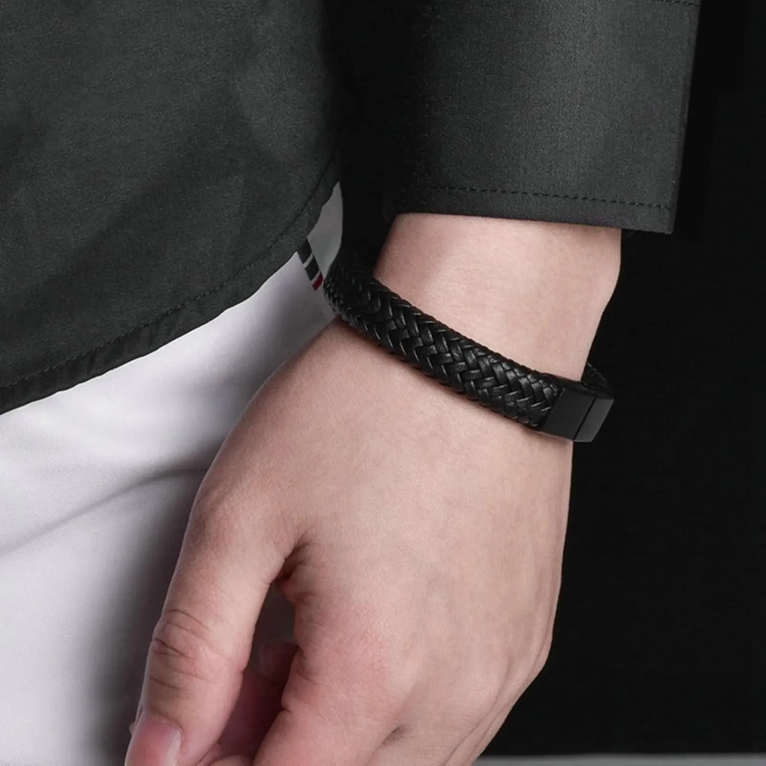 Wedding Bracelet, Memorial Bracelet for Men Matte Buckle Best Friend Charm Bracelets Pu Leather