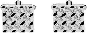 Wedding Cufflinks for Groom, Mens Cufflinks for Wedding Square Silver Black Men Cufflinks Set with White Round Shape Cubic Zirconia Alloy