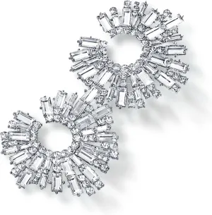 Wedding Earrings Cubic Zirconia AAAAA Grade 18K Gold Plated Elegant Crystal Wreath Curved Brilliant Shimmering Wheat Big Stud Olive Branch Brooches Leaf leaf-shaped Leaves CZ Marquise