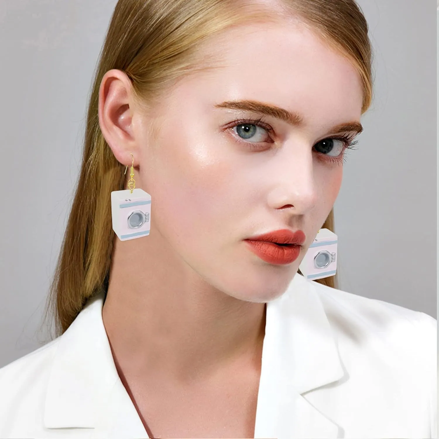 Weird Funny Drinking Fountain Toliet Bathtub Washing Machine Earrings for Women Geometric Unusual Creative Resin Dangle Drop Earrings Fashion Jewelry Statement