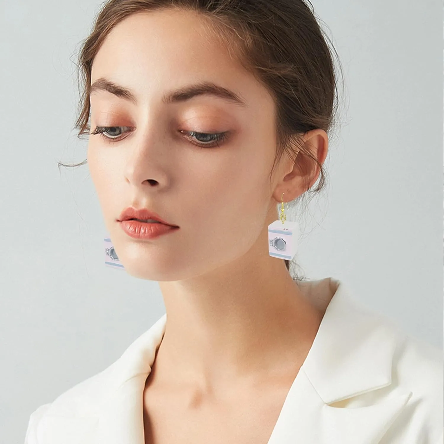 Weird Funny Drinking Fountain Toliet Bathtub Washing Machine Earrings for Women Geometric Unusual Creative Resin Dangle Drop Earrings Fashion Jewelry Statement