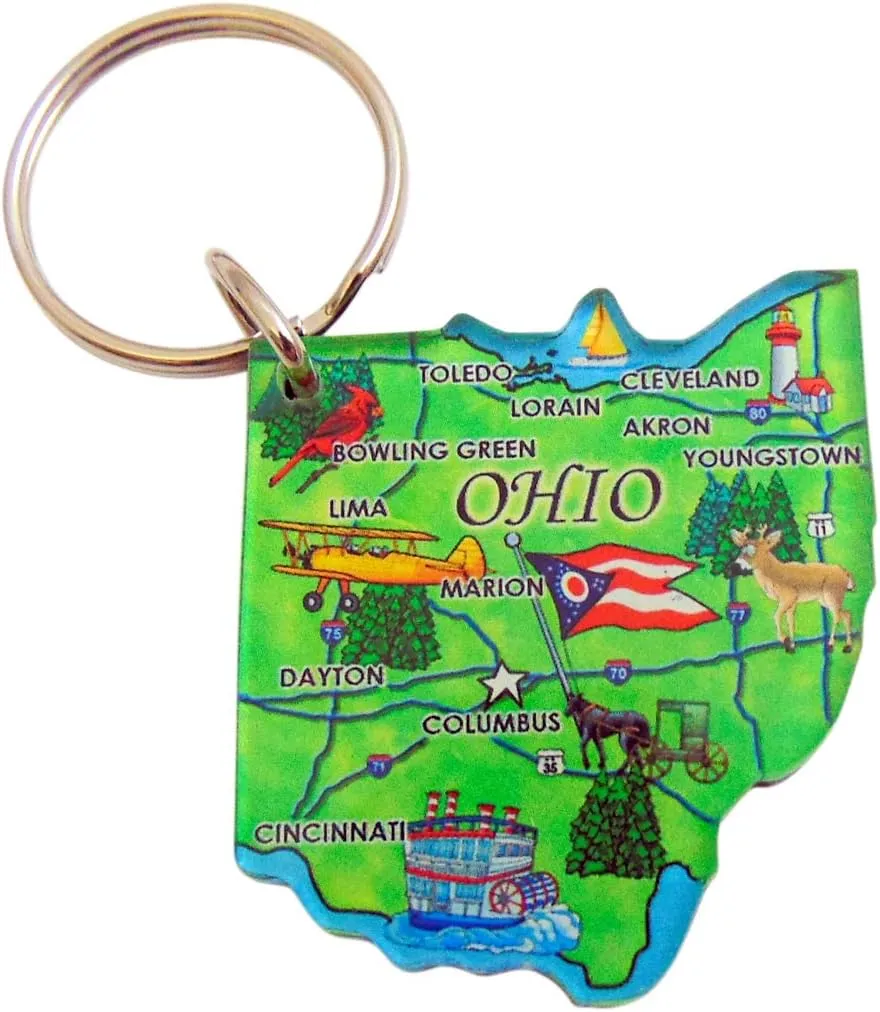 Westmon Works Ohio Key Chain Acrylic Souvenir Keychain Retro State Map Gift 2 Inch