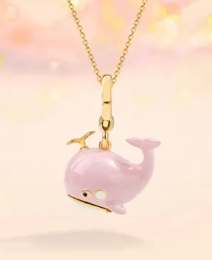 Whale Fish Enamel Necklace Key Pendant With Chain Jewelry Gift (Pink)