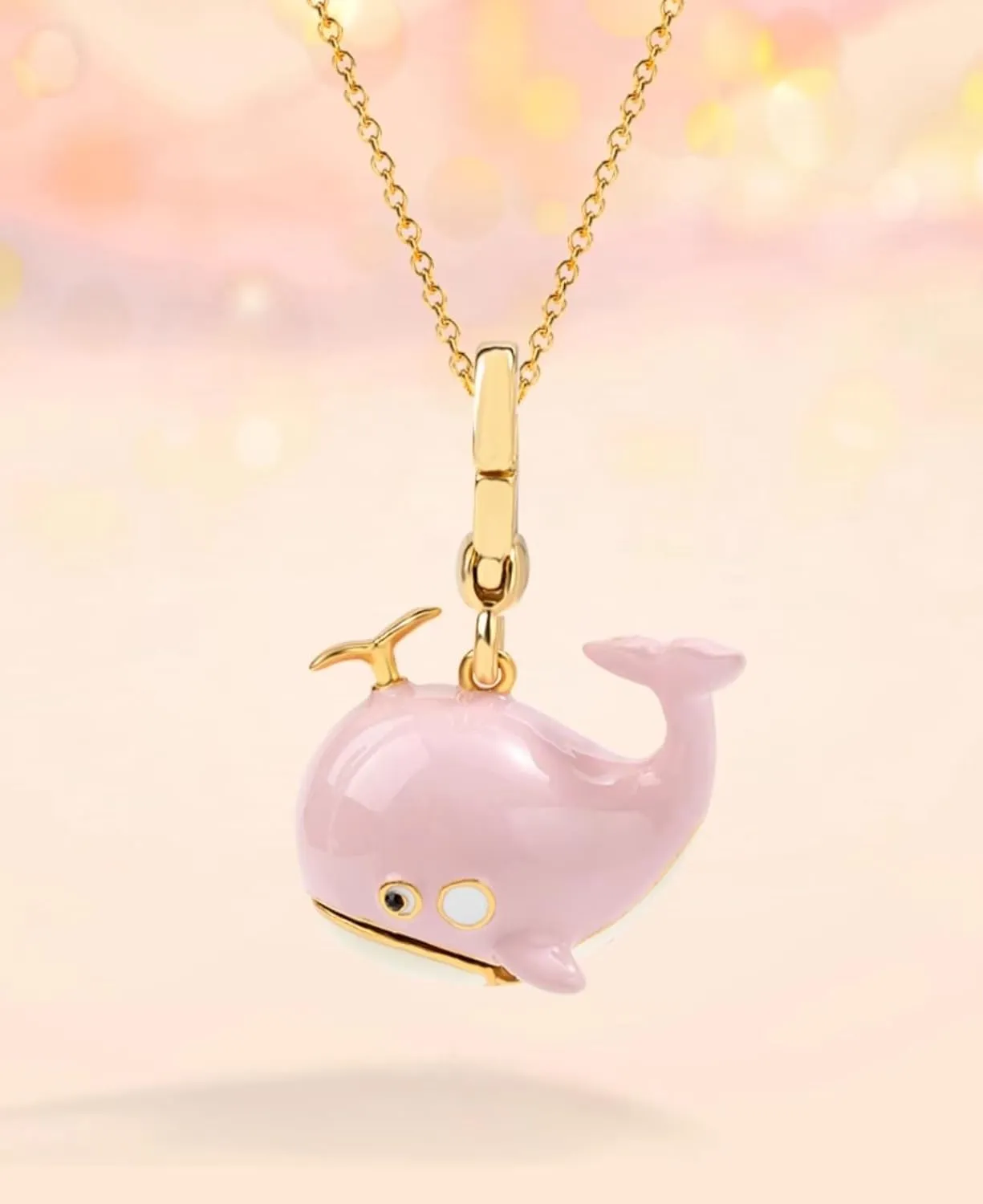 Whale Fish Enamel Necklace Key Pendant With Chain Jewelry Gift (Pink)