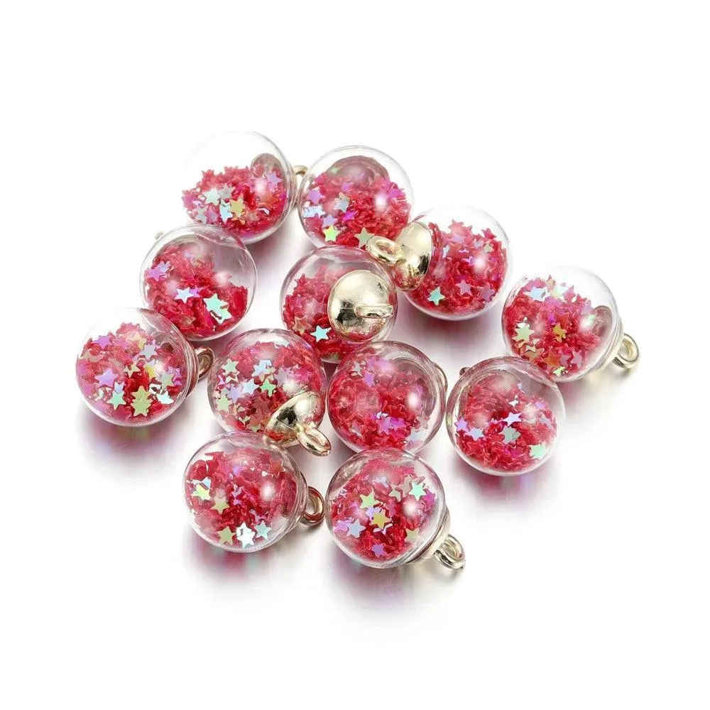 Whimsical Star Sequins Glass Pendants: Create Sparkling Jewelry