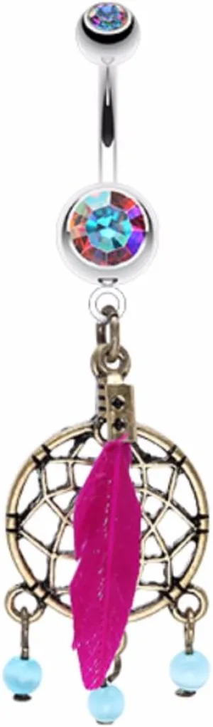 WildKlass Jewelry Classic Bronze Tone Dream Catcher 316L Surgical Steel Belly Button Ring