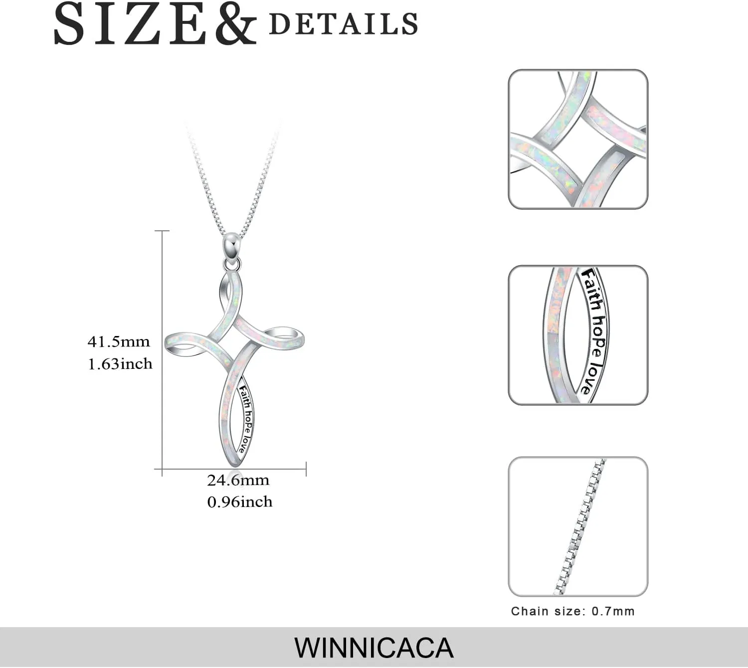 WINNICACA Opal Cross Necklace for Women, 925 Sterling Silver Cross Pendant Necklaces Celtic Knot Blue White Opal Jewelry Birthday Christian Gifts for Women Her Wife Mom Daughter
